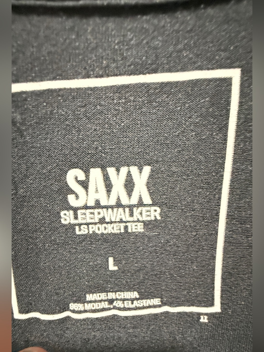 Saxx Men's Sleepwalker T Shirt, Long Sleeve, Crew Neck, Modal, Pocket - Black - Picture 4 of 7
